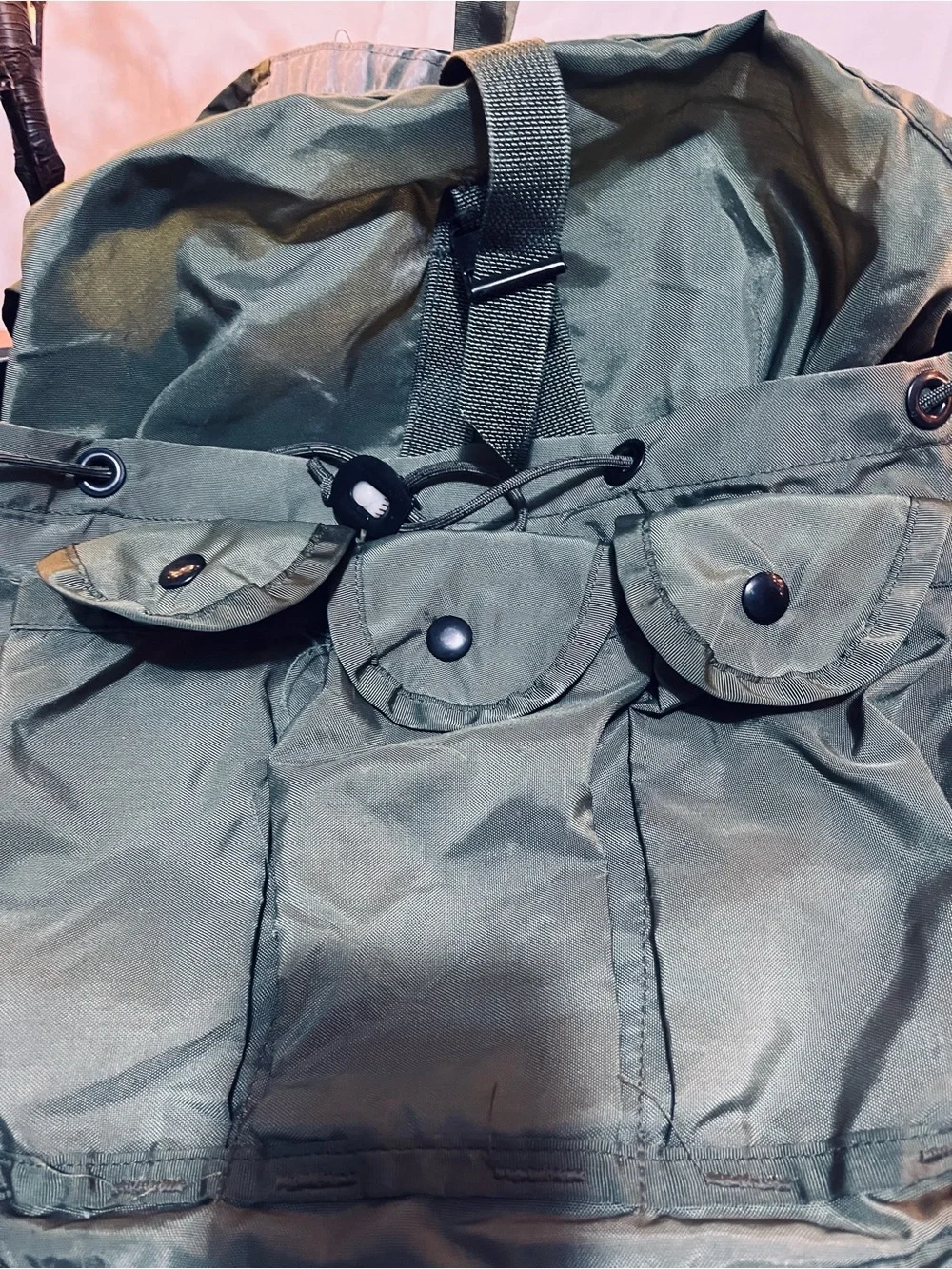 Olive Green Military-Style Rucksack Backpack